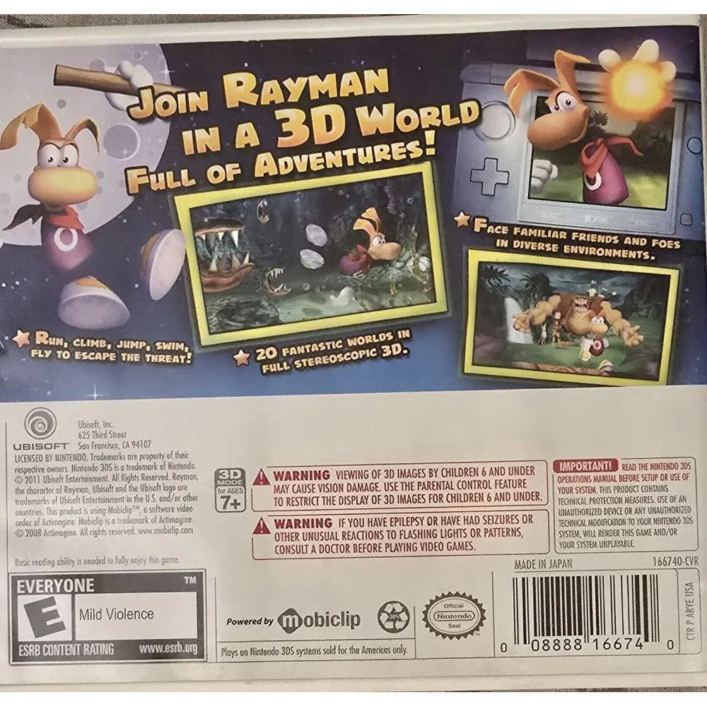 Nintendo‎ 3DS Rayman 3D Game. Complete with Manual And Case. Tested & Working